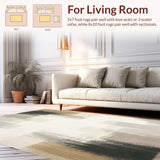 Ultra Soft Area Rug, Non Slip, Stain Resistant, Washable Area Rugs for Living Room, Bedroom, Artistic Brushstroke with Sophisticated Neutral Palette(Gray)