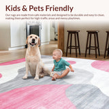 Ultra Soft Area Rug, Non Slip, Stain Resistant, Washable Area Rugs for Living Room, Bedroom, Contemporary Pastel Color Block Design(White)