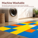 Ultra Soft Area Rug, Non Slip, Stain Resistant, Washable Area Rugs for Living Room, Bedroom, Playful Multi-Color Numbered Design(Yellow)