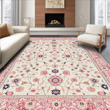 Ultra Soft Area Rug, Non Slip, Stain Resistant, Washable Area Rugs for Living Room, Bedroom, Chic Earthy Floral Arrangement(Ivory)