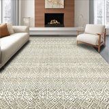 Ultra Soft Area Rug, Non Slip, Stain Resistant, Washable Area Rugs for Living Room, Bedroom, Repetitive Diamond Shapes with Textured Beige Highlights(Beige)