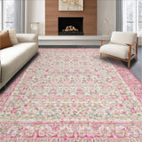 Ultra Soft Area Rug, Non Slip, Stain Resistant, Washable Area Rugs for Living Room, Bedroom, Scalloped Edge Bow Room Carpet Charming Pink(Pink)
