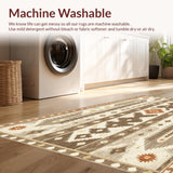 Ultra Soft Area Rug, Non Slip, Stain Resistant, Washable Area Rugs for Living Room, Bedroom, Tribal Farmhouse Non-Slip Entryway Area Carpet(Beige)