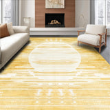 Ultra Soft Area Rug, Non Slip, Stain Resistant, Washable Area Rugs for Living Room, Bedroom, Striking Geometric Sun Motif(Gold)