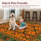 Ultra Soft Area Rug, Non Slip, Stain Resistant, Washable Area Rugs for Living Room, Bedroom, Chic Retro Wildlife Impression(Orange)