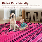 Ultra Soft Area Rug, Non Slip, Stain Resistant, Washable Area Rugs for Living Room, Bedroom, Expressive Pink Animal Motif(Pink)