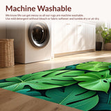 Ultra Soft Area Rug, Non Slip, Stain Resistant, Washable Area Rugs for Living Room, Bedroom, Fun Green Leaf Bathtub Rug for Tropical Decor(Green)