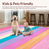 Ultra Soft Area Rug, Non Slip, Stain Resistant, Washable Area Rugs for Living Room, Bedroom, Kawaii Pastel Rainbow Nursery Play Mat(Red)