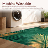 Ultra Soft Area Rug, Non Slip, Stain Resistant, Washable Area Rugs for Living Room, Bedroom, Exotic Palm Motif Elegance(Green)