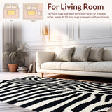 Ultra Soft Area Rug, Non Slip, Stain Resistant, Washable Area Rugs for Living Room, Bedroom, Non Skid Zebra Runner for Home Office Decor(Black)