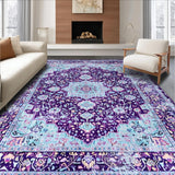 Ultra Soft Area Rug, Non Slip, Stain Resistant, Washable Area Rugs for Living Room, Bedroom, Whimsical Violet Ogee Pattern(Purple)