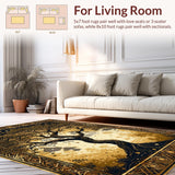Ultra Soft Area Rug, Non Slip, Stain Resistant, Washable Area Rugs for Living Room, Bedroom, Modern Symbolic Nature Design(Gold)