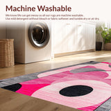 Ultra Soft Area Rug, Non Slip, Stain Resistant, Washable Area Rugs for Living Room, Bedroom, Dynamic Abstract Circular Aesthetics(Pink)