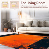 Ultra Soft Area Rug, Non Slip, Stain Resistant, Washable Area Rugs for Living Room, Bedroom, Bold Lava Swirl Pattern(Orange)