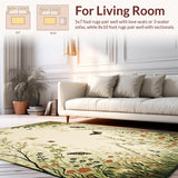 Ultra Soft Area Rug, Non Slip, Stain Resistant, Washable Area Rugs for Living Room, Bedroom, Chic Abstract Insect Imagery(Beige)