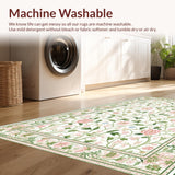 Ultra Soft Area Rug, Non Slip, Stain Resistant, Washable Area Rugs for Living Room, Bedroom, Elegant Soft Curvilinear Patterns(Ivory)