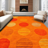 Ultra Soft Area Rug, Non Slip, Stain Resistant, Washable Area Rugs for Living Room, Bedroom, Dynamic Circular Playful Motif(Orange)