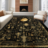 Ultra Soft Area Rug, Non Slip, Stain Resistant, Washable Area Rugs for Living Room, Bedroom, Necromancer's Study Rug Collection - Arcane Floor Art - Dark Academia(Black)