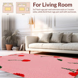Ultra Soft Area Rug, Non Slip, Stain Resistant, Washable Area Rugs for Living Room, Bedroom, Cute Fruity Graphic Style(Pink)