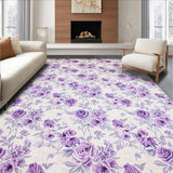 Ultra Soft Area Rug, Non Slip, Stain Resistant, Washable Area Rugs for Living Room, Bedroom, Artistic Lilac Botanical Harmony(Purple)