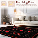 Ultra Soft Area Rug, Non Slip, Stain Resistant, Washable Area Rugs for Living Room, Bedroom, Chic Minimalist Patterned Flocking(Red)
