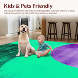 Ultra Soft Area Rug, Non Slip, Stain Resistant, Washable Area Rugs for Living Room, Bedroom, Modern Abstract Green-Purple Living Room Velvet Rug(Green)