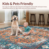 Ultra Soft Area Rug, Non Slip, Stain Resistant, Washable Area Rugs for Living Room, Bedroom, Sophisticated Rust Ogee Pattern(Orange)