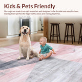 Ultra Soft Area Rug, Non Slip, Stain Resistant, Washable Area Rugs for Living Room, Bedroom, Trendy Pink and Black Geometric Fusion(Pink)