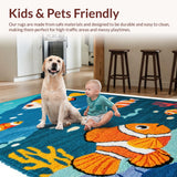 Ultra Soft Area Rug, Non Slip, Stain Resistant, Washable Area Rugs for Living Room, Bedroom, Colorful Sea Animals Kids Playroom Washable Rug(Blue)