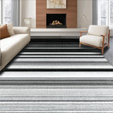 Ultra Soft Area Rug, Non Slip, Stain Resistant, Washable Area Rugs for Living Room, Bedroom, Striped Welcome Rug with Modern Bands, Bold Contrast Lines, Flat Weave Pattern(Black)