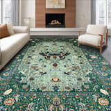 Ultra Soft Area Rug, Non Slip, Stain Resistant, Washable Area Rugs for Living Room, Bedroom, Distinctive Forest Green Insect Motif(Green)