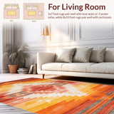 Ultra Soft Area Rug, Non Slip, Stain Resistant, Washable Area Rugs for Living Room, Bedroom, Unique Modern Distressed Aesthetic(Orange)
