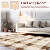 Ultra Soft Area Rug, Non Slip, Stain Resistant, Washable Area Rugs for Living Room, Bedroom, Vibrant Cozy Ogee Pattern Play(Beige)