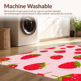 Ultra Soft Area Rug, Non Slip, Stain Resistant, Washable Area Rugs for Living Room, Bedroom, Playful Pink Strawberry Aesthetic(Pink)