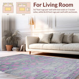 Ultra Soft Area Rug, Non Slip, Stain Resistant, Washable Area Rugs for Living Room, Bedroom, Contemporary Abstract Space Theme(Gray)