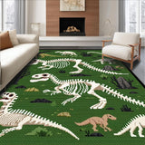 Ultra Soft Area Rug, Non Slip, Stain Resistant, Washable Area Rugs for Living Room, Bedroom, Rustic Vintage Dinosaur Artistry(Green)