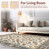 Ultra Soft Area Rug, Non Slip, Stain Resistant, Washable Area Rugs for Living Room, Bedroom, Artistic Abstract Floral Expression(White)