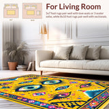 Ultra Soft Area Rug, Non Slip, Stain Resistant, Washable Area Rugs for Living Room, Bedroom, Dynamic Color Blocking Design(Yellow)