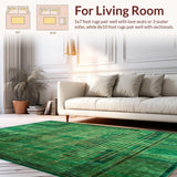 Ultra Soft Area Rug, Non Slip, Stain Resistant, Washable Area Rugs for Living Room, Bedroom, Dynamic Green and Gold Geometric Abstract Area for Modern Spaces(Green)