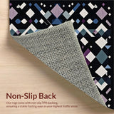 Ultra Soft Area Rug, Non Slip, Stain Resistant, Washable Area Rugs for Living Room, Bedroom, Sleek Monochrome Trellis Style(Black)