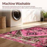 Ultra Soft Area Rug, Non Slip, Stain Resistant, Washable Area Rugs for Living Room, Bedroom, Tribal Distressed Pink Living Room Stain-Resistant Rug(Pink)