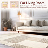 Ultra Soft Area Rug, Non Slip, Stain Resistant, Washable Area Rugs for Living Room, Bedroom, Elegant Neutral Abstract Motif(Beige)