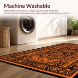 Ultra Soft Area Rug, Non Slip, Stain Resistant, Washable Area Rugs for Living Room, Bedroom, Dynamic Rustic Wildlife Theme(Orange)