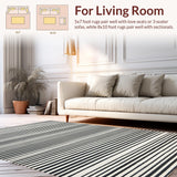 Ultra Soft Area Rug, Non Slip, Stain Resistant, Washable Area Rugs for Living Room, Bedroom, Zen Garden Path Rug: Black and White Striped Entryway Rug(Black)