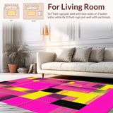 Ultra Soft Area Rug, Non Slip, Stain Resistant, Washable Area Rugs for Living Room, Bedroom, Lively Memphis Inspired Patterns(Pink)