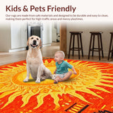 Ultra Soft Area Rug, Non Slip, Stain Resistant, Washable Area Rugs for Living Room, Bedroom, Bright Contemporary Pattern Blend(Orange)