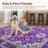 Ultra Soft Area Rug, Non Slip, Stain Resistant, Washable Area Rugs for Living Room, Bedroom, Cosy Earthy Tones Medley(Purple)