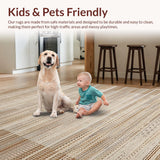Ultra Soft Area Rug, Non Slip, Stain Resistant, Washable Area Rugs for Living Room, Bedroom, Sophisticated Minimalist Linear Style(Beige)