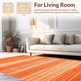 Ultra Soft Area Rug, Non Slip, Stain Resistant, Washable Area Rugs for Living Room, Bedroom, Luxe Warm Monochrome Essence(Orange)