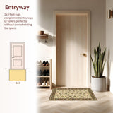 Ultra Soft Area Rug, Non Slip, Stain Resistant, Washable Area Rugs for Living Room, Bedroom, Chic Warm Tones Floral Arrangement(Beige)